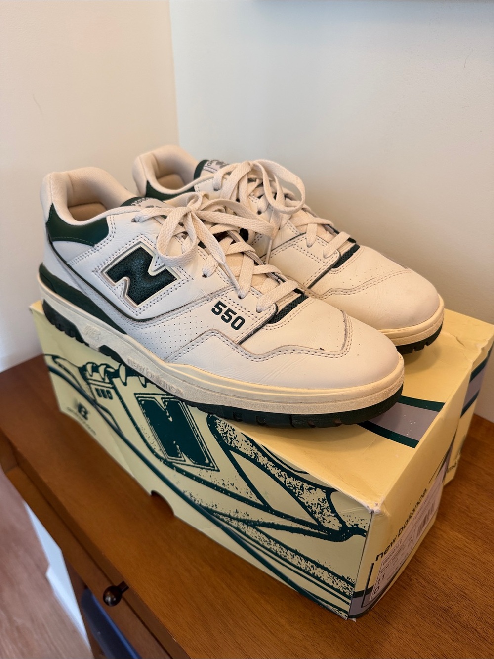 Aime Leon Dore x New Balance BB550 White and Dark Green Sneakers